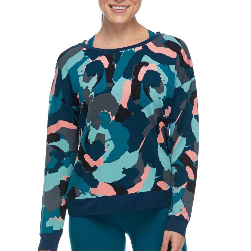 BODY GLOVE Printed Sweater Top Size L NWT